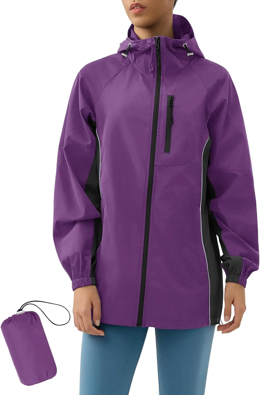 LOMON Lightweight Active Rain Jacket Hooded Water Resistant Raincoat Windbreaker Casual Jacket