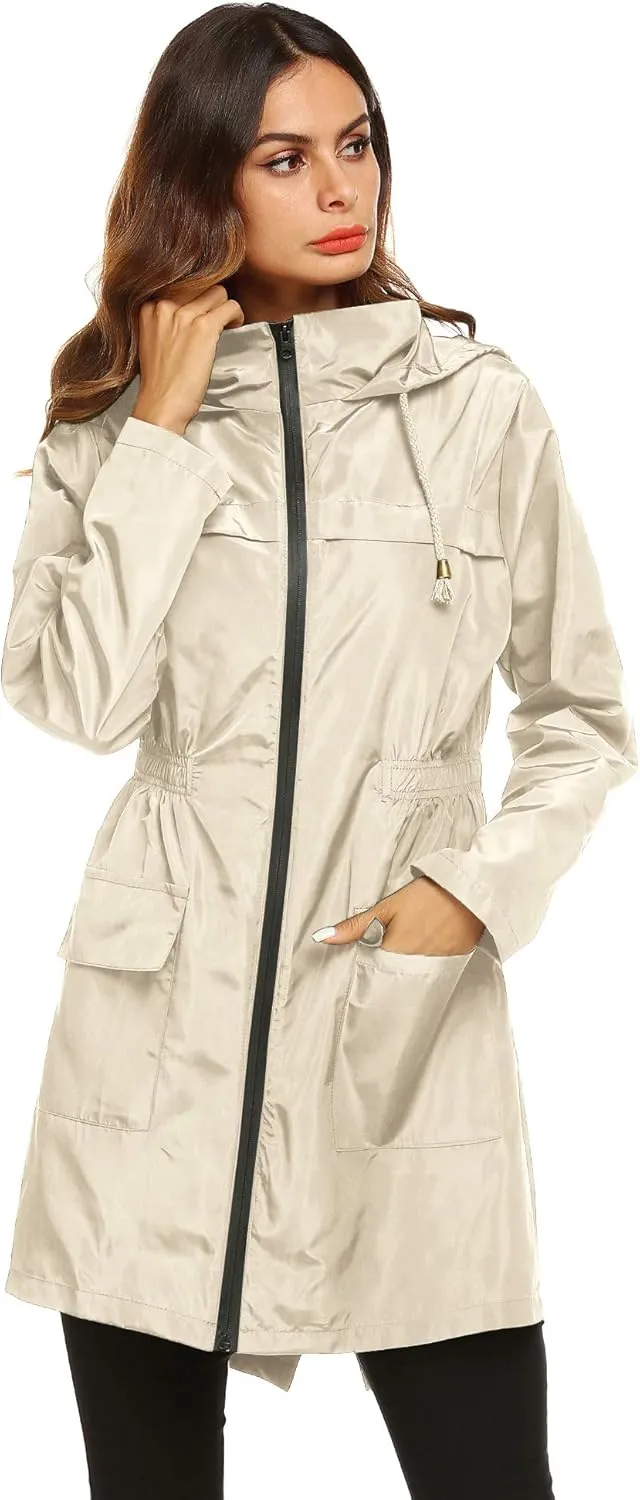 Lomon Women Waterproof Lightweight Rain Jacket Active Outdoor Hooded Raincoat