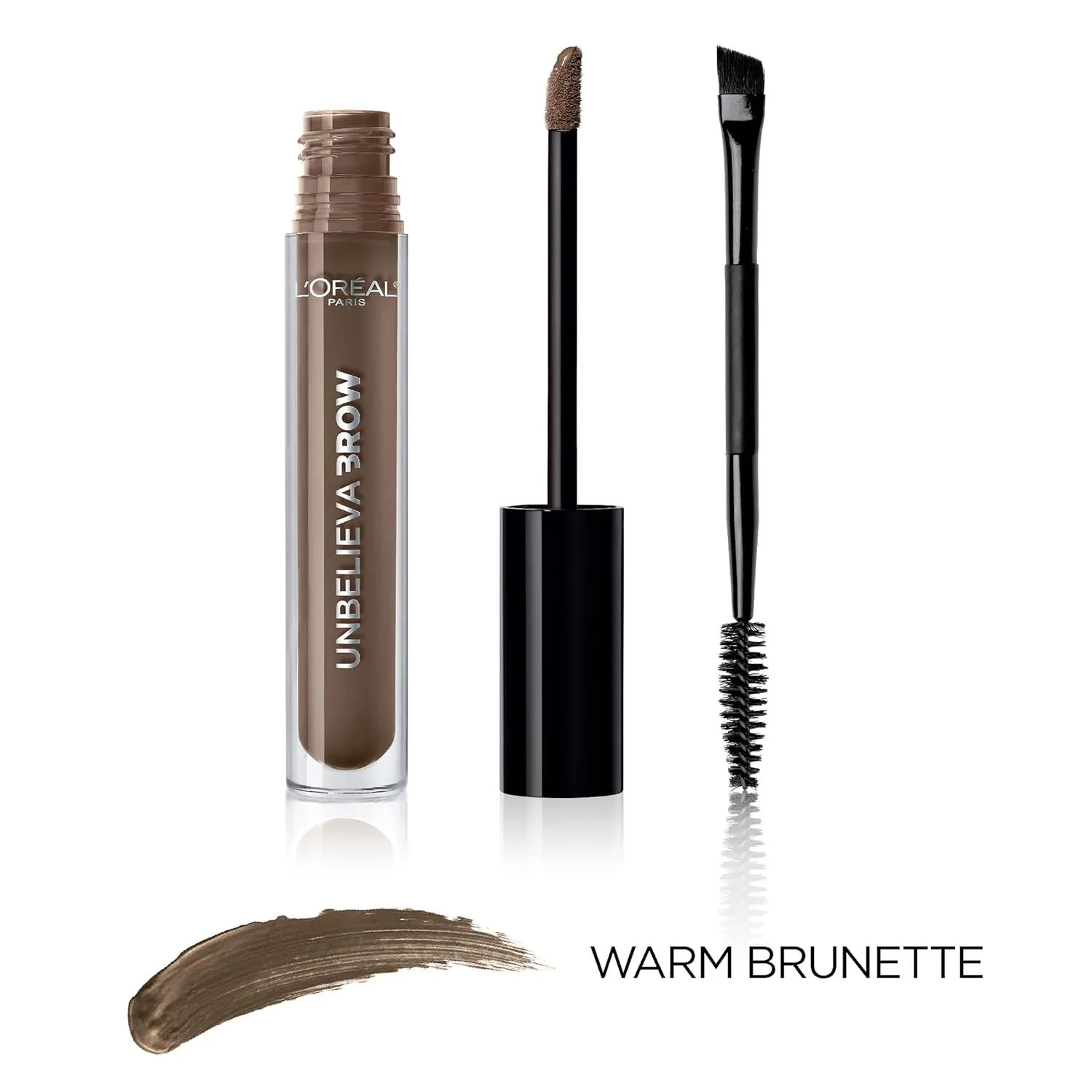 L'Oreal Paris Unbelieva-Brow Longwear Waterproof Tinted Brow Gel, Smudge-resistant, Transfer- Proof, Quick Drying, Easy and quick application with precise brush, Warm Brunette, 0.15 fl. oz.