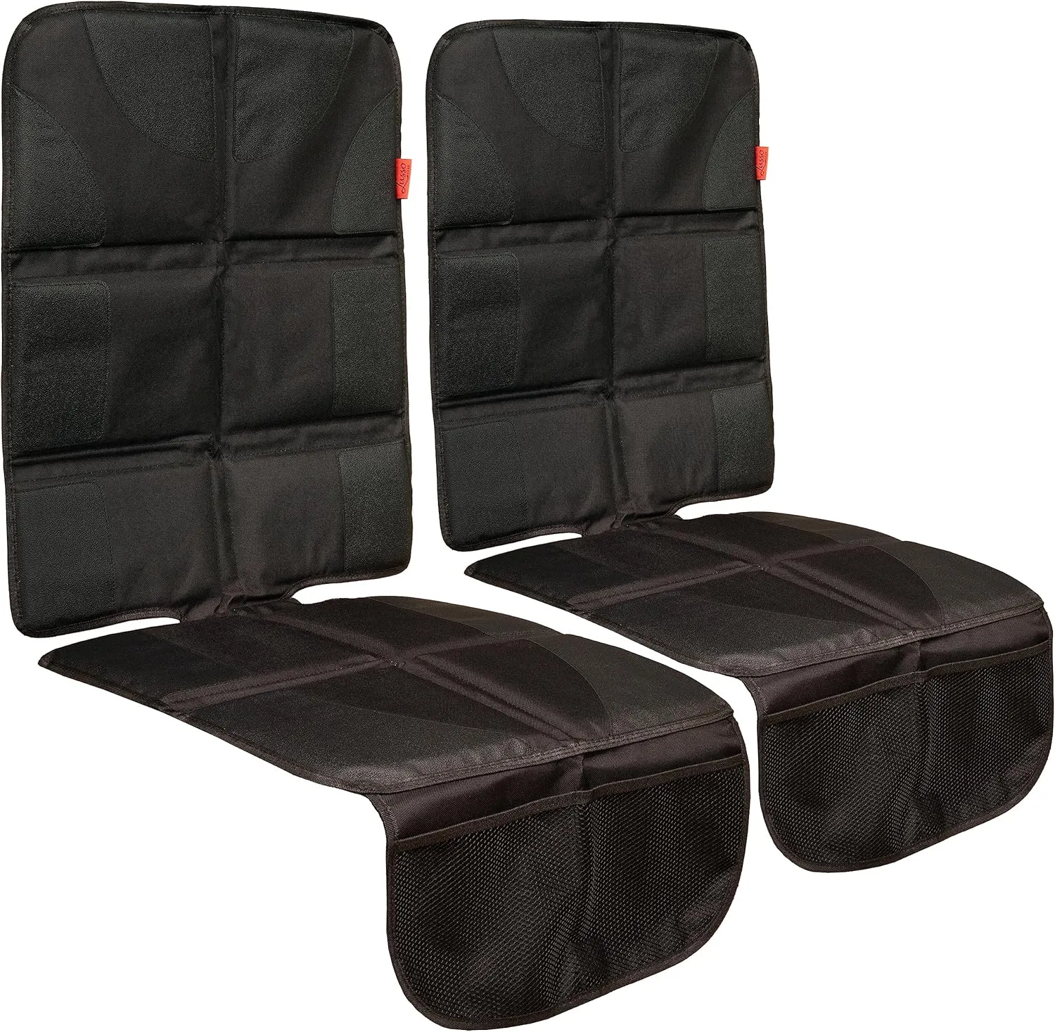 Lusso Gear Car Seat Protector (Value 2 Pack) – Thick Padding – Waterproof Cover Under Baby Seat with Two Mesh Pockets – Black Non-Slip Design