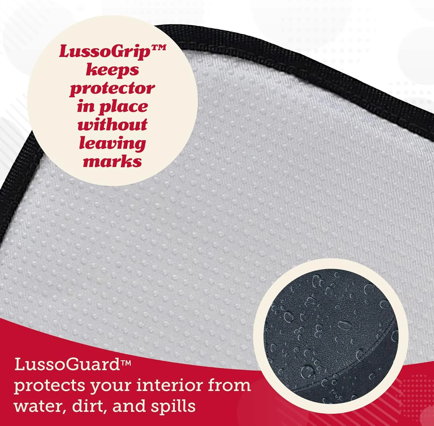 Lusso Gear Car Seat Protector (Value 2 Pack) – Thick Padding – Waterproof Cover Under Baby Seat with Two Mesh Pockets – Black Non-Slip Design
