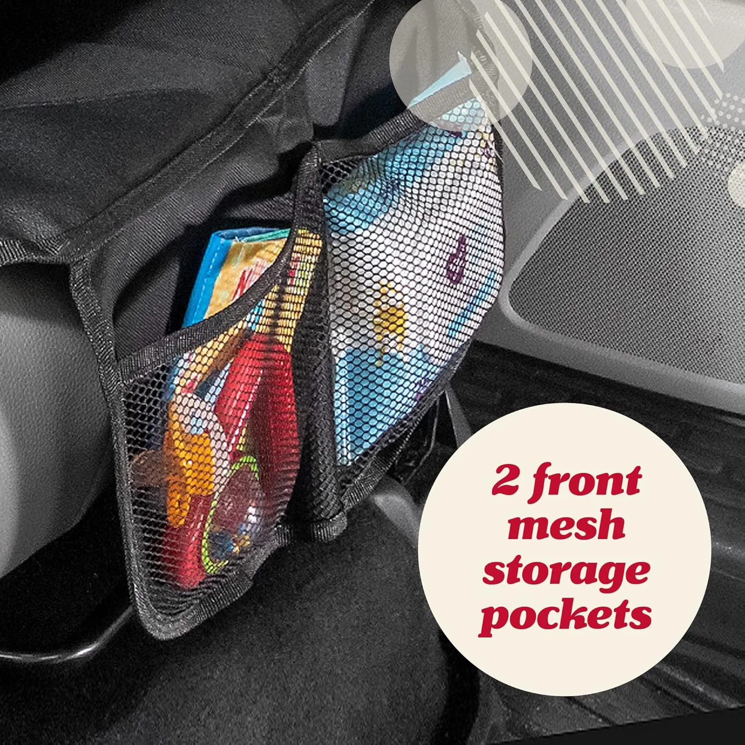 Lusso Gear Car Seat Protector (Value 2 Pack) – Thick Padding – Waterproof Cover Under Baby Seat with Two Mesh Pockets – Black Non-Slip Design