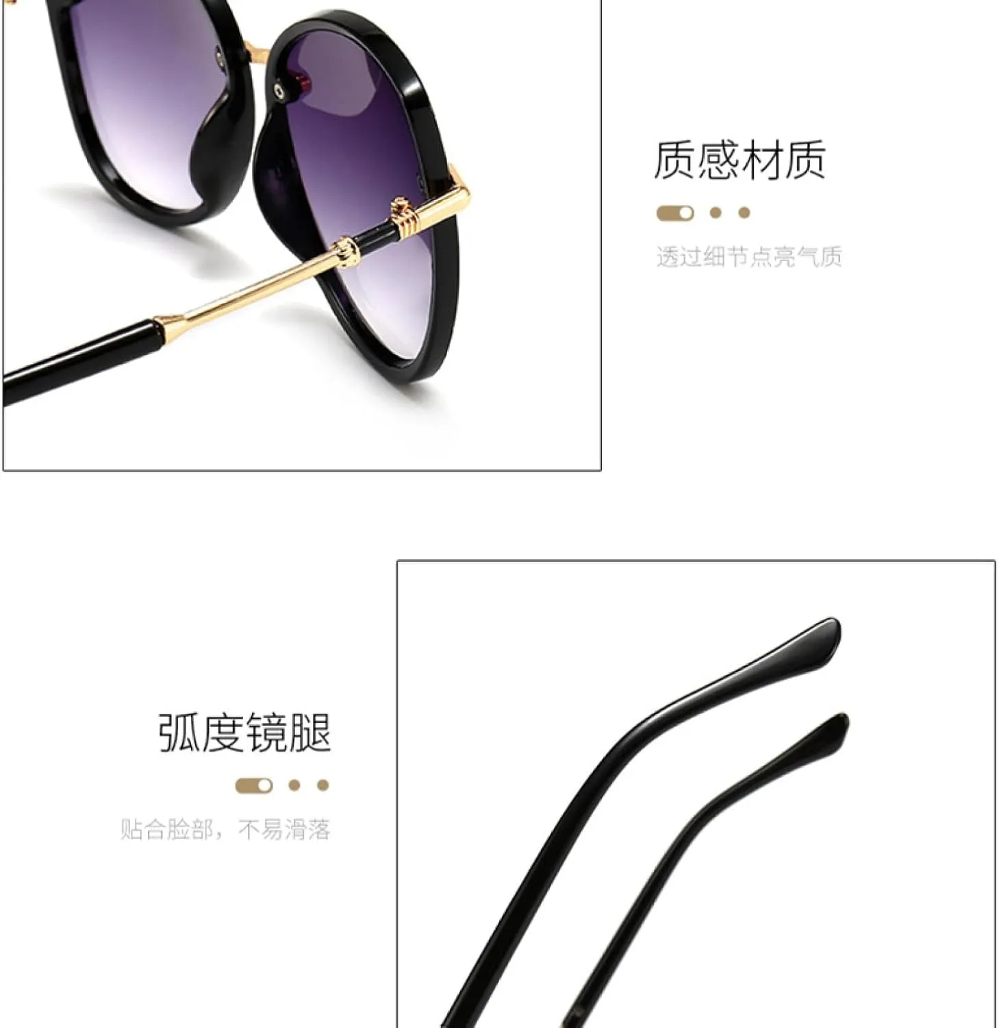 Luxury Big Frame Metal Cat Eye Sunglasses Women Men Outdoors Travel Driving Shades Sunglasses Uv400