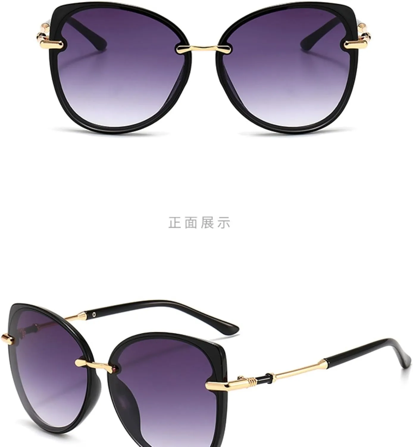 Luxury Big Frame Metal Cat Eye Sunglasses Women Men Outdoors Travel Driving Shades Sunglasses Uv400