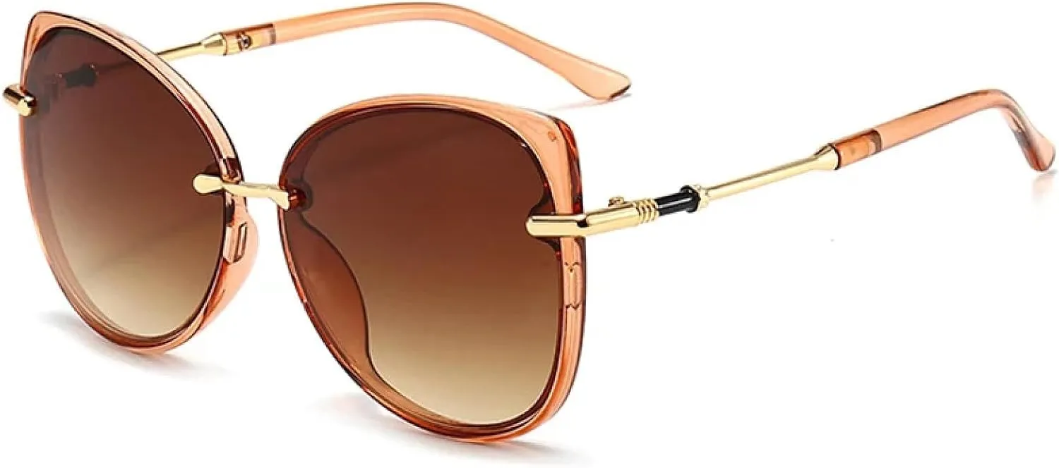 Luxury Big Frame Metal Cat Eye Sunglasses Women Men Outdoors Travel Driving Shades Sunglasses Uv400