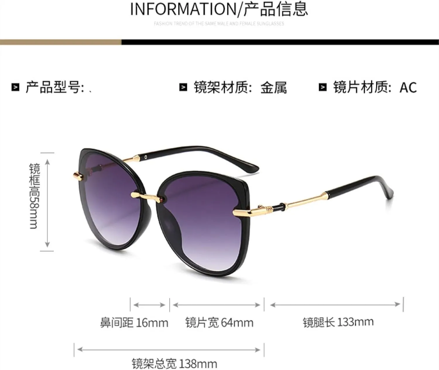 Luxury Big Frame Metal Cat Eye Sunglasses Women Men Outdoors Travel Driving Shades Sunglasses Uv400