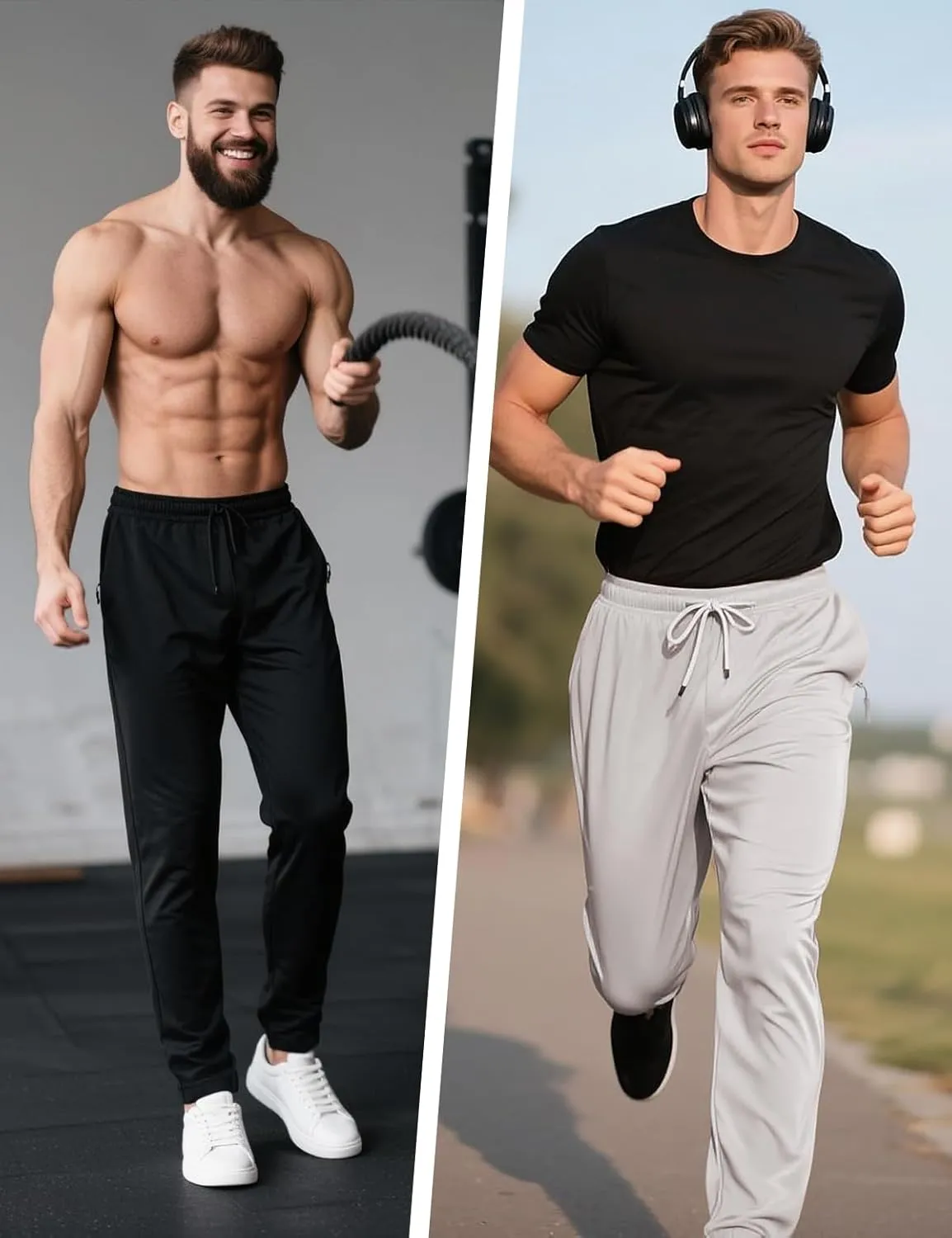 Lzzidou Mens Sweatpants with Zipper Pockets Lightweight Hiking Travel Pants Quick-Dry Stretch Athletic Pants