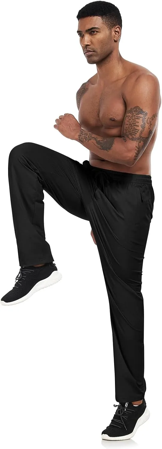 Lzzidou Mens Sweatpants with Zipper Pockets Lightweight Hiking Travel Pants Quick-Dry Stretch Athletic Pants