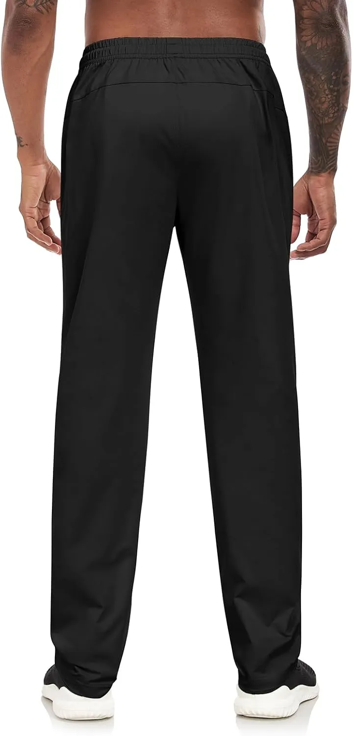 Lzzidou Mens Sweatpants with Zipper Pockets Lightweight Hiking Travel Pants Quick-Dry Stretch Athletic Pants