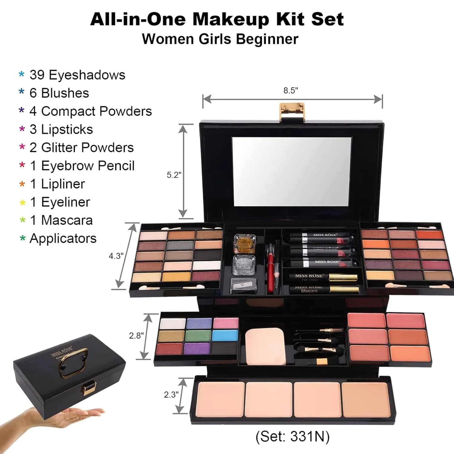 M 58 Color Professional Makeup pallet, Makeup Kit for Women Full Kit, All In One Makeup Set, Makeup Gift Set for women&girls&teens (331N)