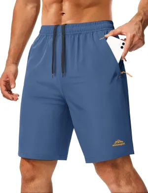 MAGCOMSEN Men's Hiking Shorts 9" Quick Dry Lightweight Running Shorts with Zipper Pockets for Workout Athletic Sport