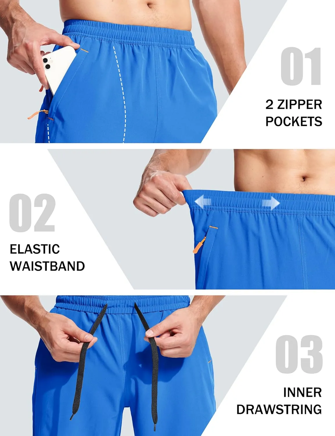 MAGCOMSEN Men's Hiking Shorts 9" Quick Dry Lightweight Running Shorts with Zipper Pockets for Workout Athletic Sport