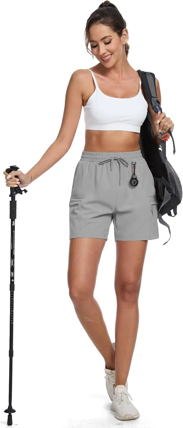 MAGCOMSEN Women's 5" Hiking Cargo Shorts UPF 50  Lightweight Quick Dry Summer Golf Athletic Casual Shorts 4 Pockets