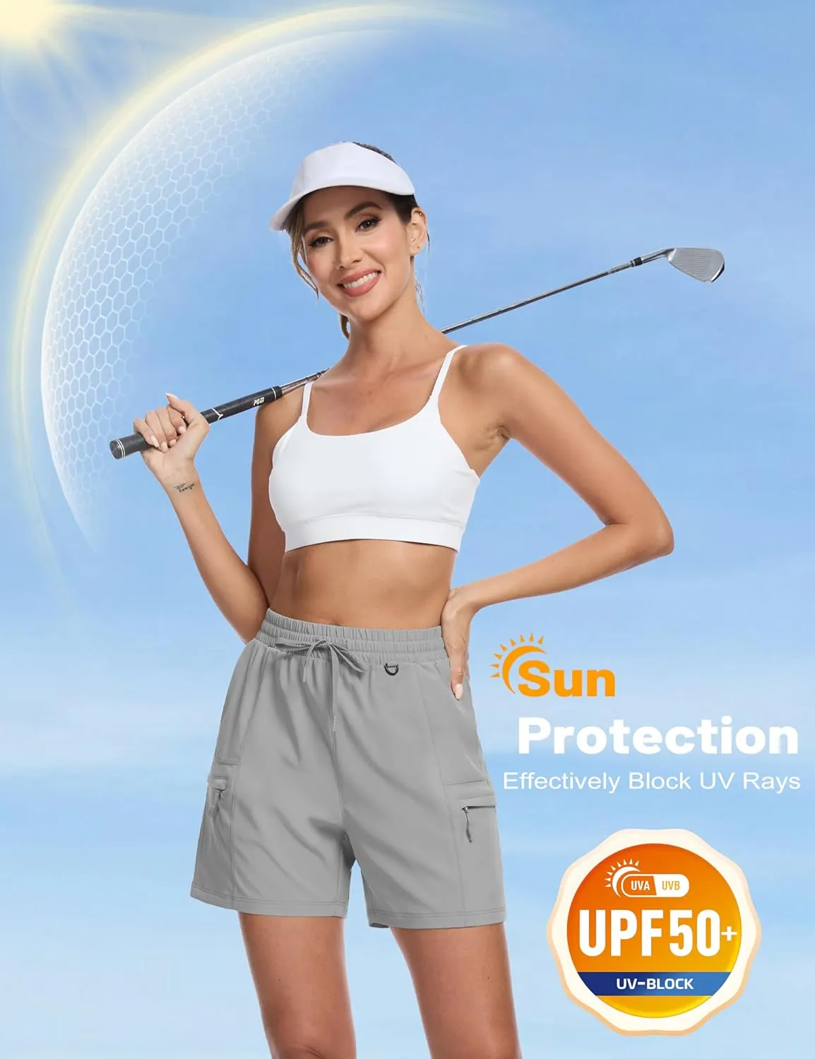 MAGCOMSEN Women's 5" Hiking Cargo Shorts UPF 50  Lightweight Quick Dry Summer Golf Athletic Casual Shorts 4 Pockets