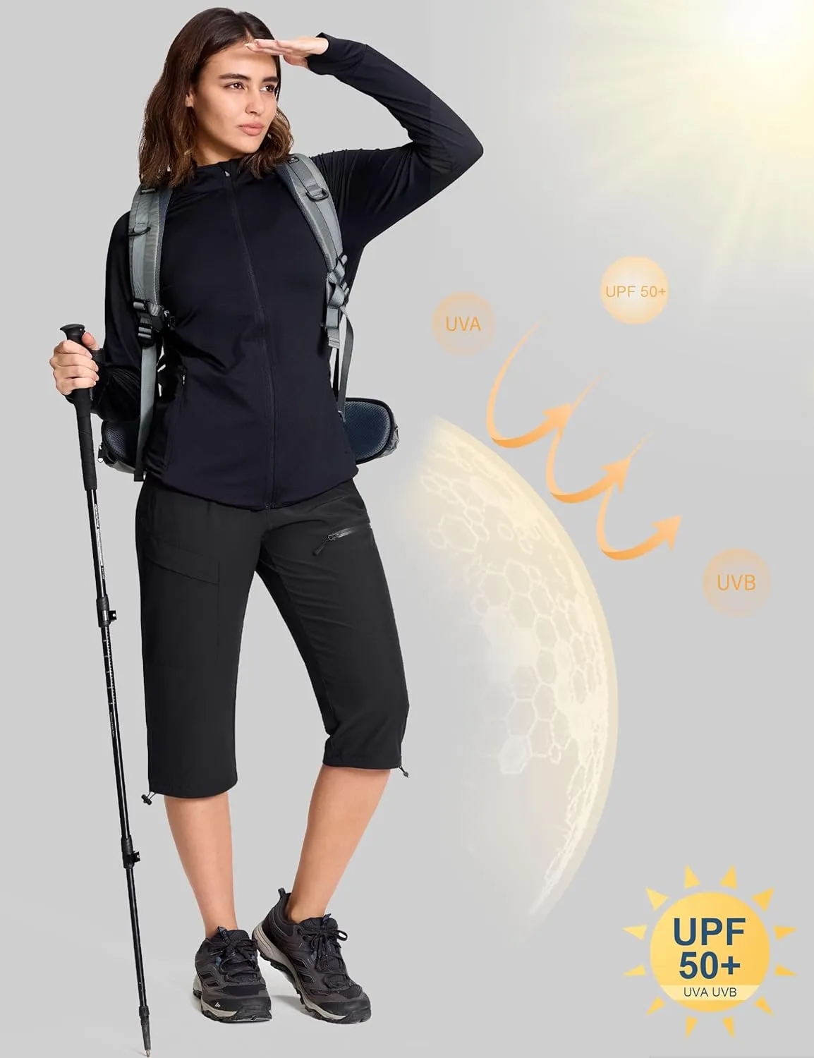 MAGCOMSEN Women's Hiking Capri Pants UPF 50  Lightweight Quick Dry Casual Golf Cargo Crop Pants with 5 Pockets Summer