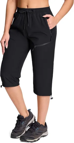 MAGCOMSEN Women's Hiking Capri Pants UPF 50  Lightweight Quick Dry Casual Golf Cargo Crop Pants with 5 Pockets Summer