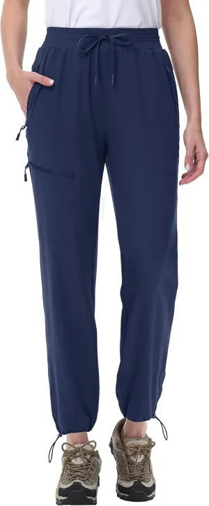 MAGCOMSEN Women's Hiking Pants UPF 50  Water Resistant Quick Dry Lightweight Elastic Waist Cargo Pants with 4 Pockets