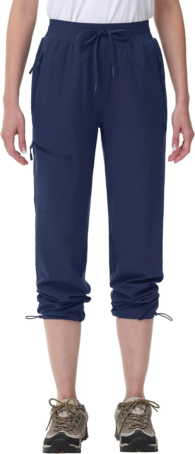 MAGCOMSEN Women's Hiking Pants UPF 50  Water Resistant Quick Dry Lightweight Elastic Waist Cargo Pants with 4 Pockets