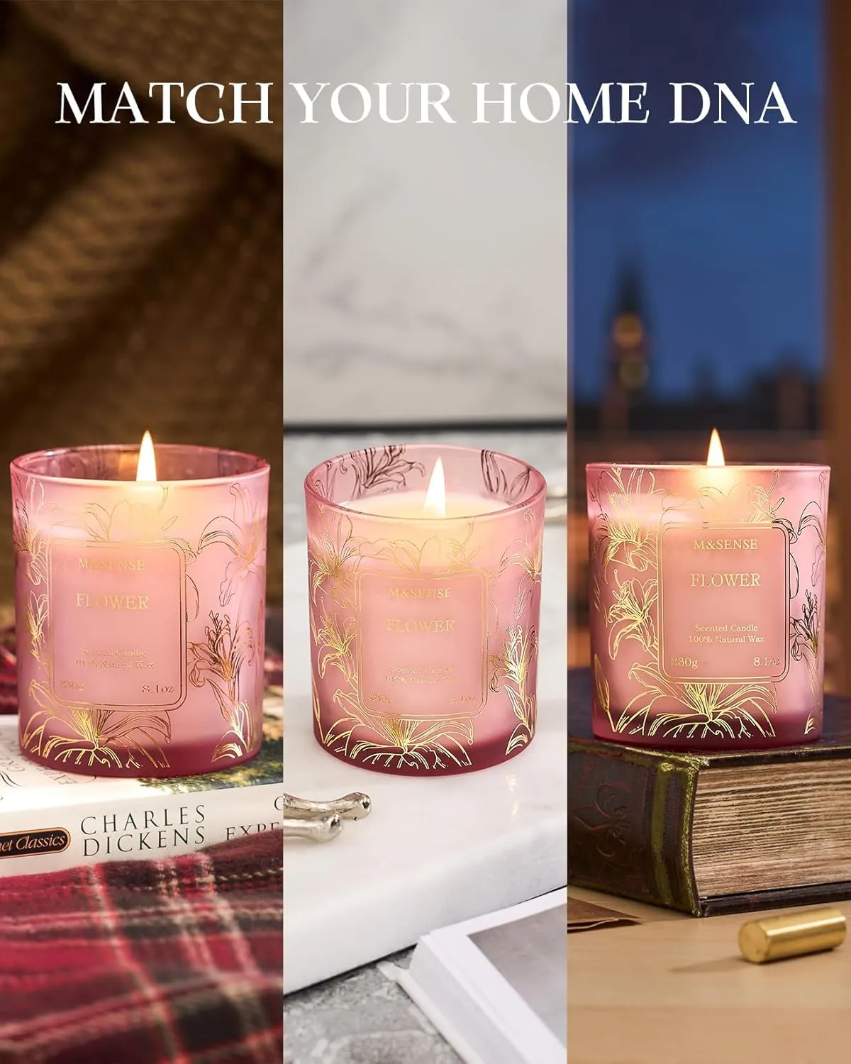 M&SENSE Ocean Scented Candles,Vegan Soy Candles,7.8oz 42-Hour Slow Burning Time,No Toxin Subtle Scented Home Fragrance for Summer Bathtub Aromatherapy Calming,Gifts for Women & Men