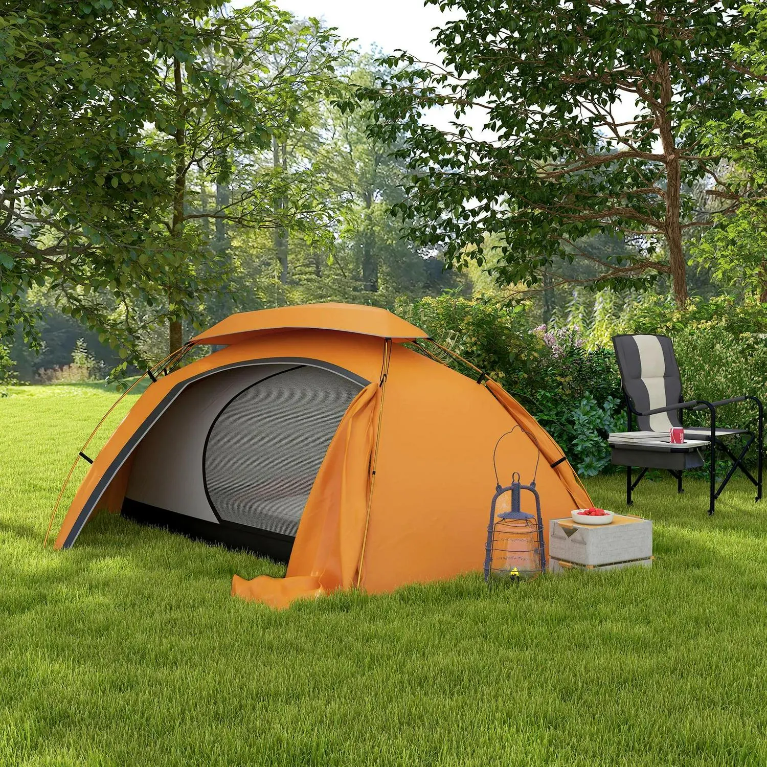Man, For Frame With Tent Rainfly, 2000mm Removable Camping Premium offer Outsunny 1-2 Top-quality at low price Aluminium Waterproof, Orange Dome