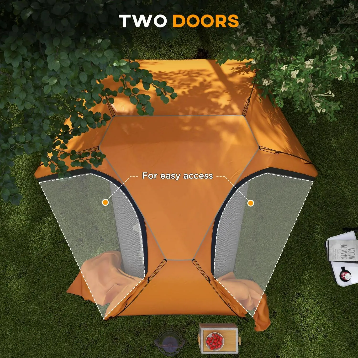Man, For Frame With Tent Rainfly, 2000mm Removable Camping Premium offer Outsunny 1-2 Top-quality at low price Aluminium Waterproof, Orange Dome