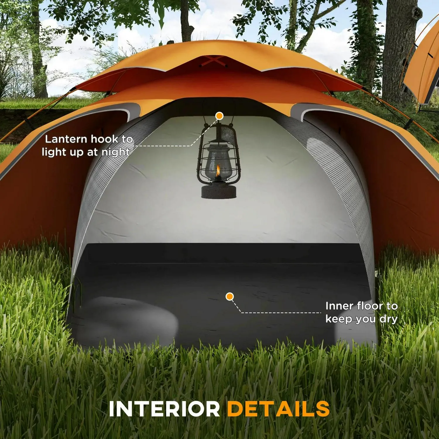 Man, For Frame With Tent Rainfly, 2000mm Removable Camping Premium offer Outsunny 1-2 Top-quality at low price Aluminium Waterproof, Orange Dome