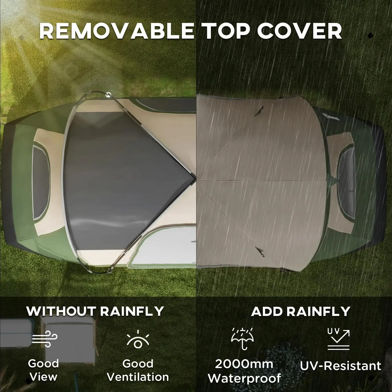 Man Hiking Carry Fishing Green Highly recommended 2000mm Dark And Outsunny Great deal With Tent Bag Festival, Camping Waterproof 6-8 For Rainfly
