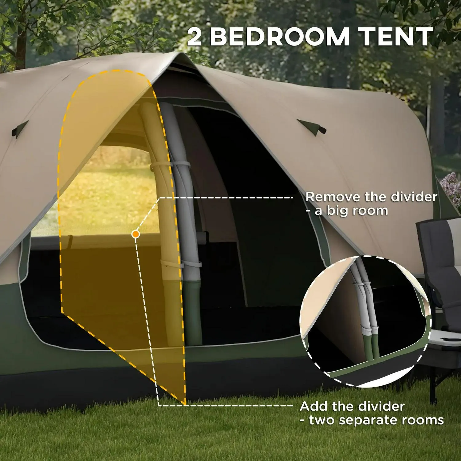 Man Hiking Carry Fishing Green Highly recommended 2000mm Dark And Outsunny Great deal With Tent Bag Festival, Camping Waterproof 6-8 For Rainfly
