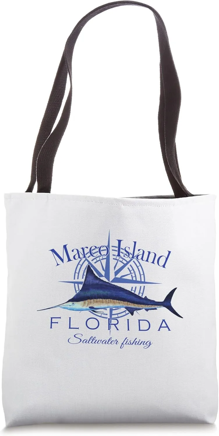 Marco Island Florida Sailfish Billfish Saltwater Fishing Tote Bag