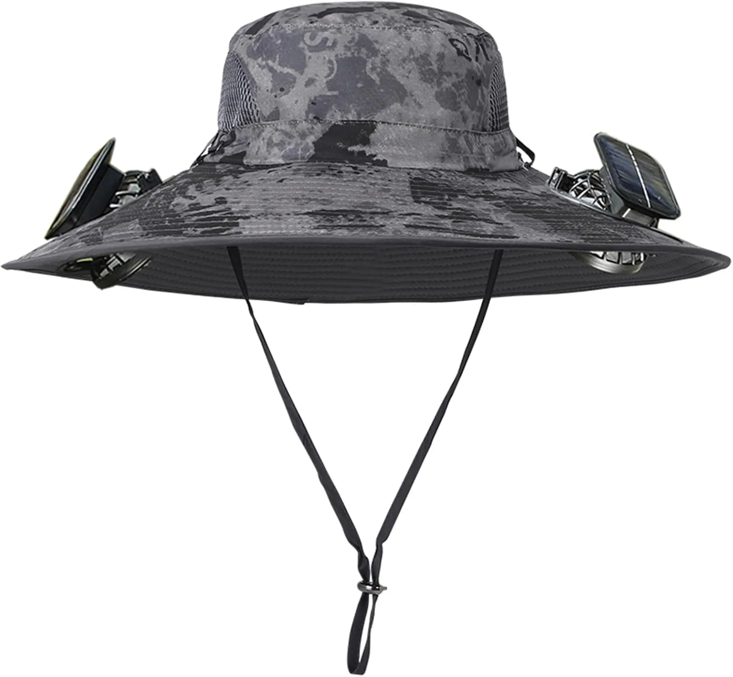 Men Women Wide Brim Sun Hats with 2 Solar Fan Waterproof Breathable Bucket Hat Outdoor Fishing Hat for Hiking Camping
