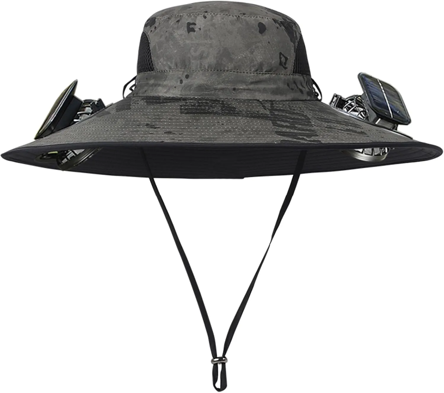 Men Women Wide Brim Sun Hats with 2 Solar Fan Waterproof Breathable Bucket Hat Outdoor Fishing Hat for Hiking Camping