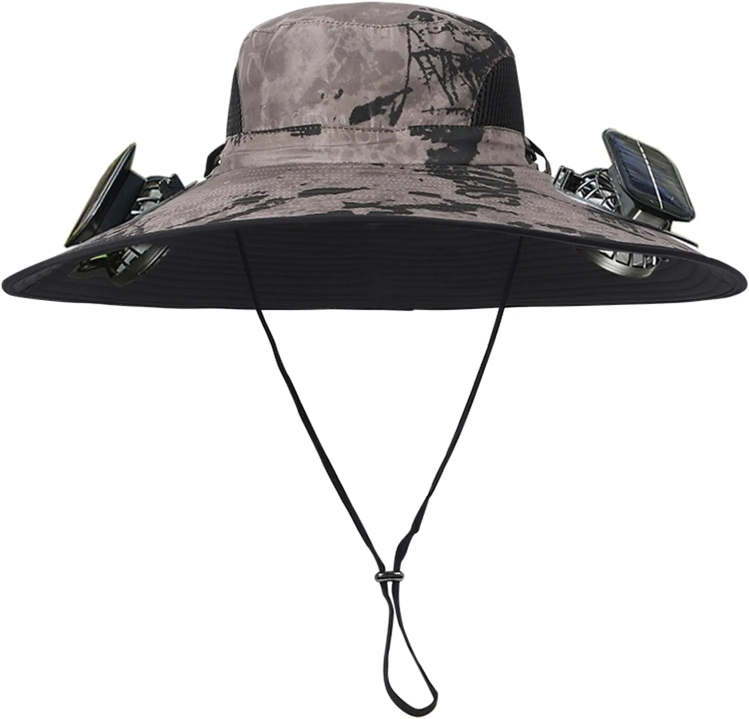Men Women Wide Brim Sun Hats with 2 Solar Fan Waterproof Breathable Bucket Hat Outdoor Fishing Hat for Hiking Camping
