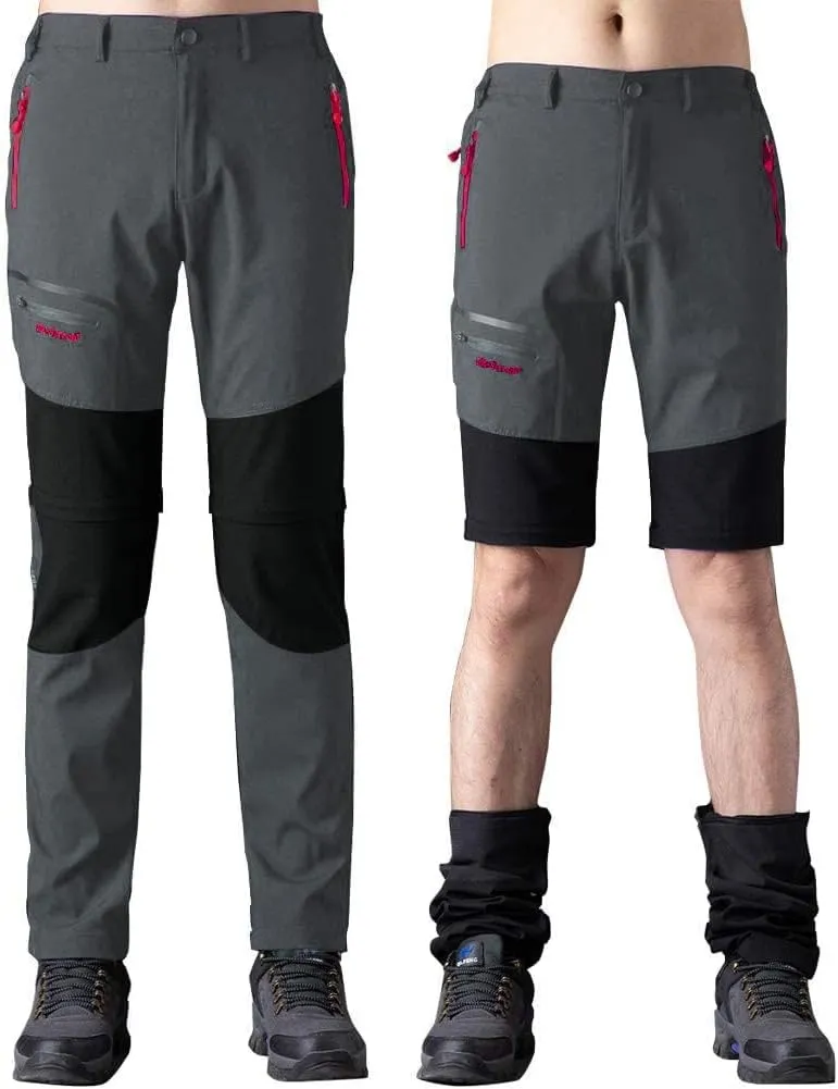 Men's Convertible Hiking Pants Zip Off Lightweight Quick Dry Outdoor Waterproof Tactical Cargo Work Pants Camping