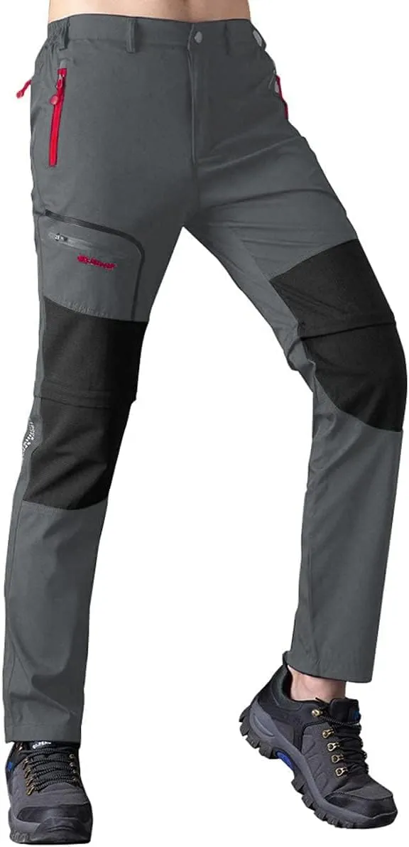 Men's Convertible Hiking Pants Zip Off Lightweight Quick Dry Outdoor Waterproof Tactical Cargo Work Pants Camping