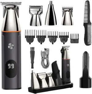 Mens Hair Clippers, 5 in 1 Grooming Kit Hair Beard Trimmer for Men Rechargeable Electric Shaver Body Trimmer Eyebrow Nose Ear Waterproof