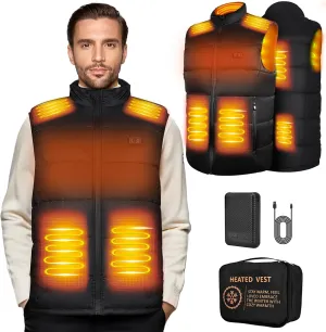 Men's Heated Vest with 10000mAh Battery,Smart Buttons Men Lightweight Heated Vest for Skiing, Hunting,Outdoor Camping