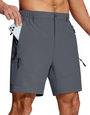 Mens Hiking Cargo Shorts 7" Inseam 6 Zipper Pockets Stretch Quick Dry Lightweight Short for Golf Casual Fishing Work