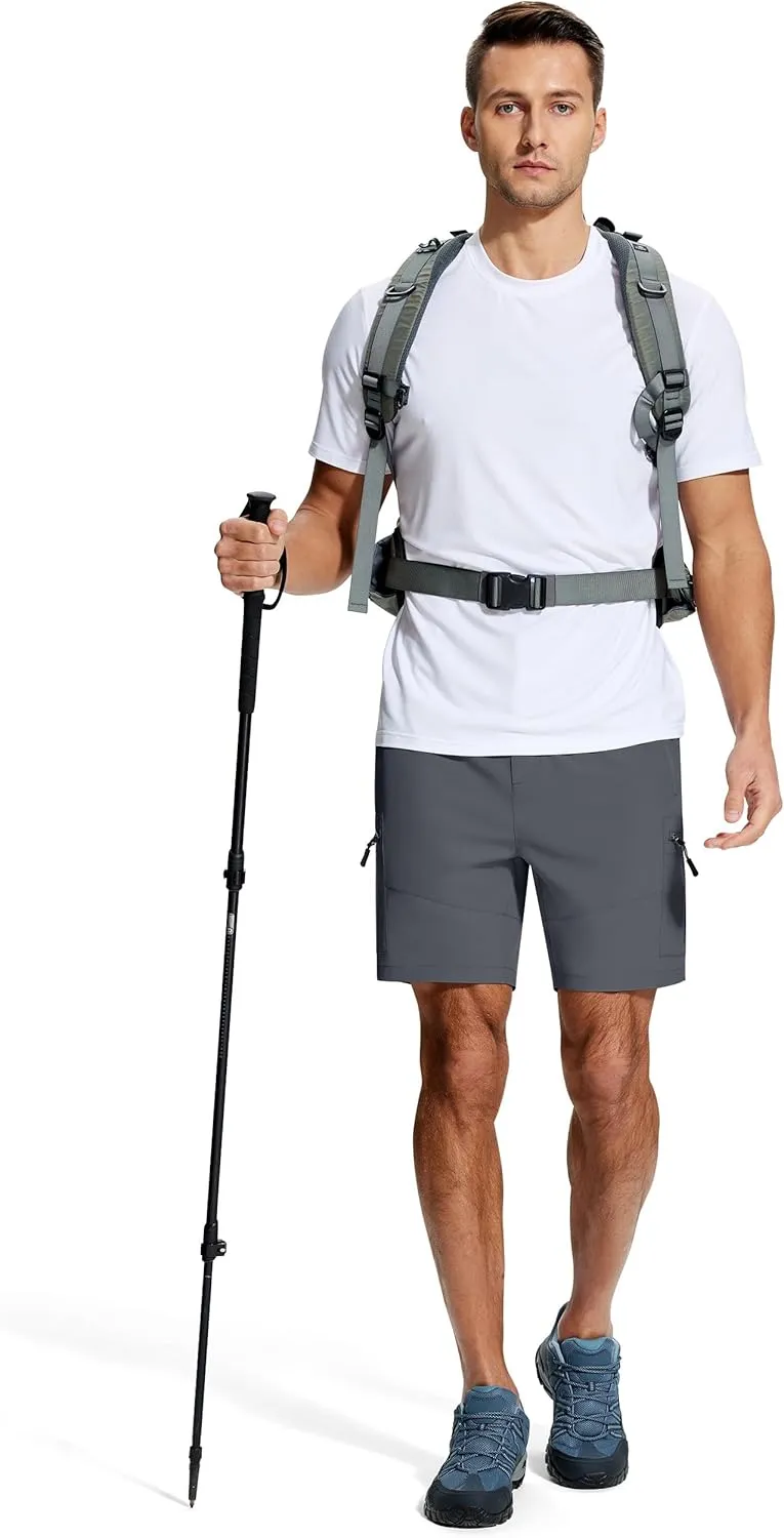 Mens Hiking Cargo Shorts 7" Inseam 6 Zipper Pockets Stretch Quick Dry Lightweight Short for Golf Casual Fishing Work