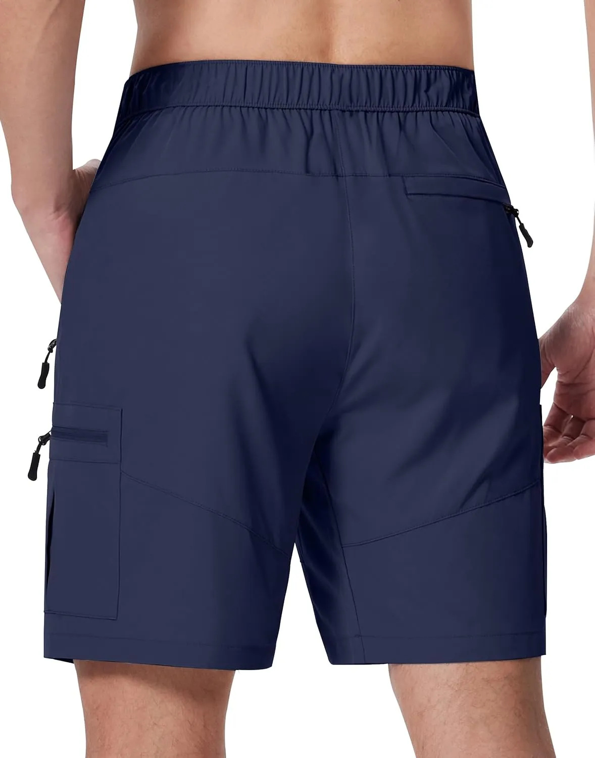 Mens Hiking Cargo Shorts with Zipper Pockets 7" Quick Dry Lightweight Drawstring Shorts for Summer Outdoor Golf Casual