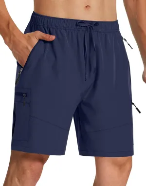 Mens Hiking Cargo Shorts with Zipper Pockets 7" Quick Dry Lightweight Drawstring Shorts for Summer Outdoor Golf Casual