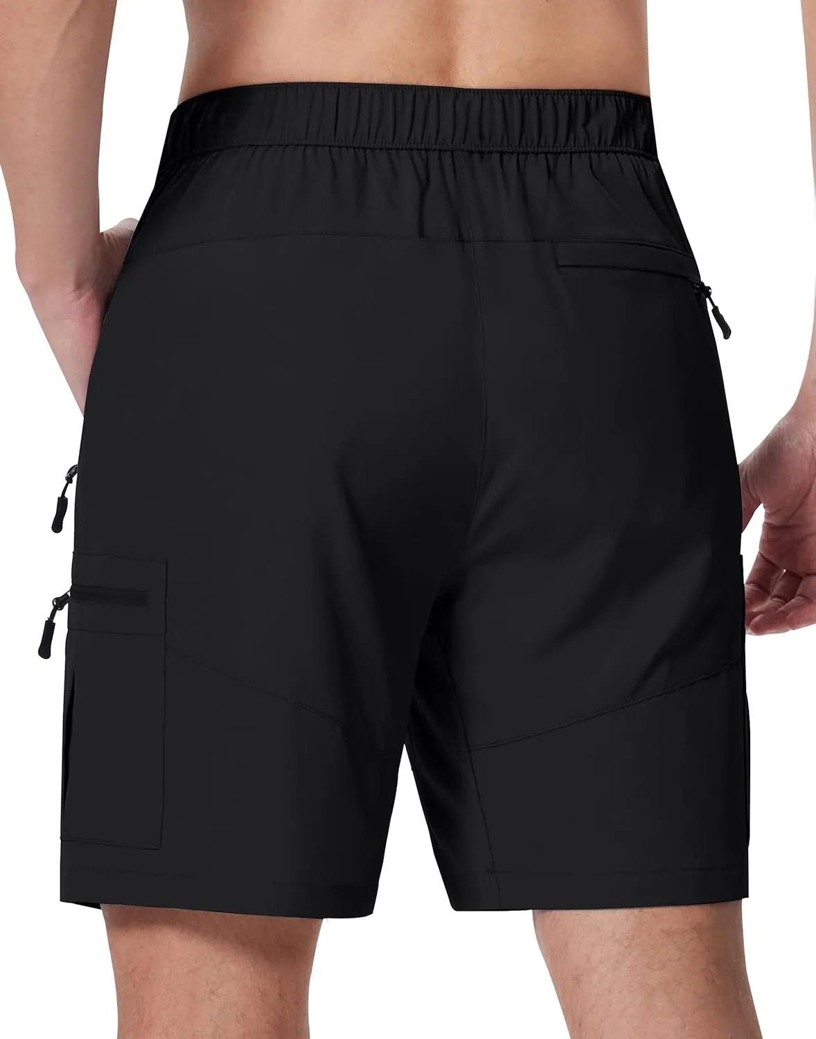 Mens Hiking Cargo Shorts with Zipper Pockets 7" Quick Dry Lightweight Drawstring Shorts for Summer Outdoor Golf Casual