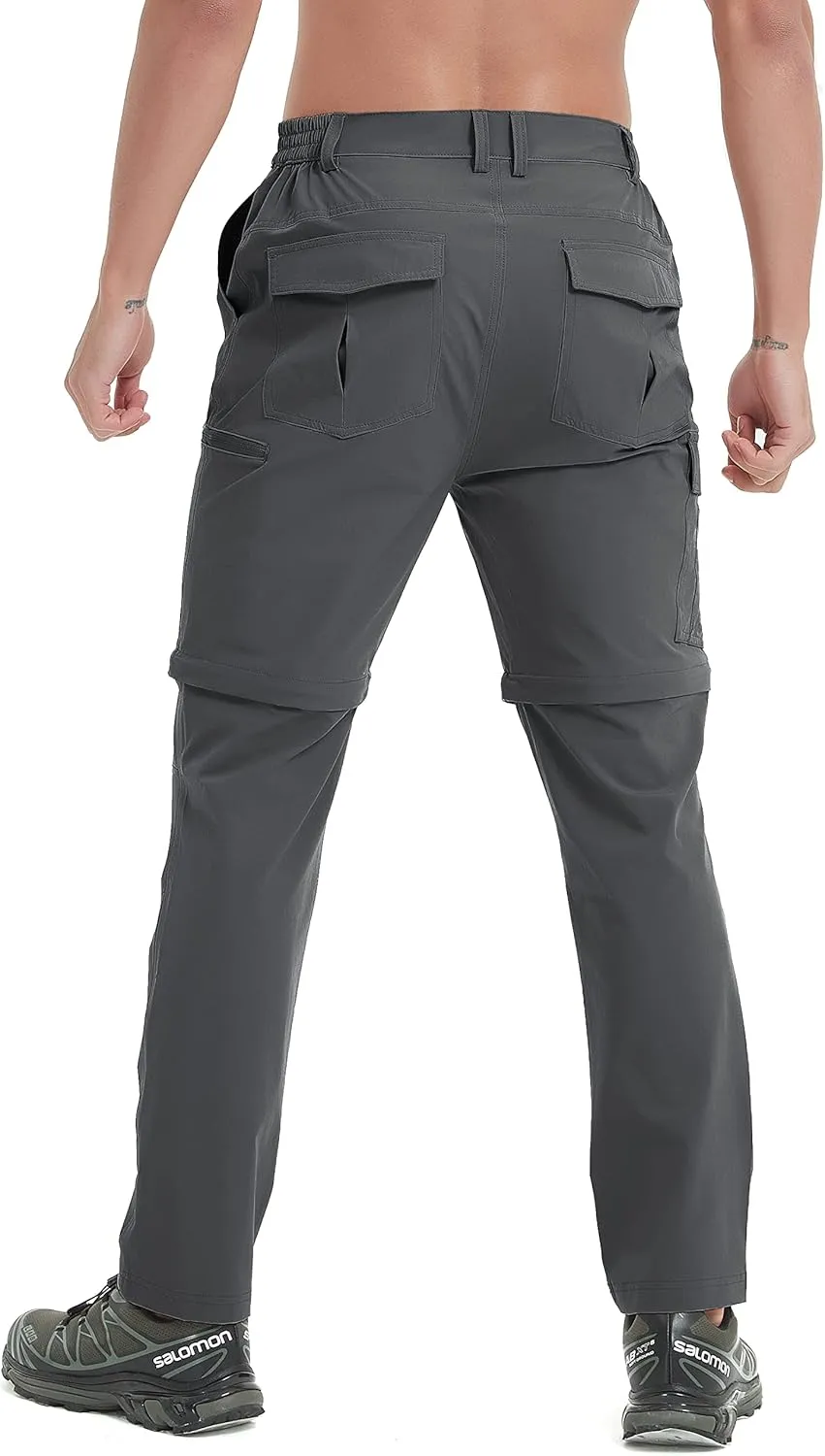 Mens Hiking Convertible Pants Waterproof Lightweight Quick Dry Zip Off Fishing Outdoor Cargo Work Trekking Trousers