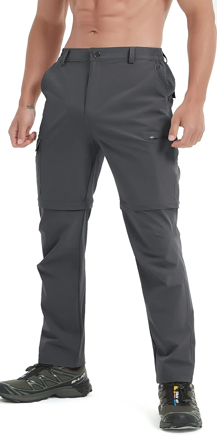 Mens Hiking Convertible Pants Waterproof Lightweight Quick Dry Zip Off Fishing Outdoor Cargo Work Trekking Trousers