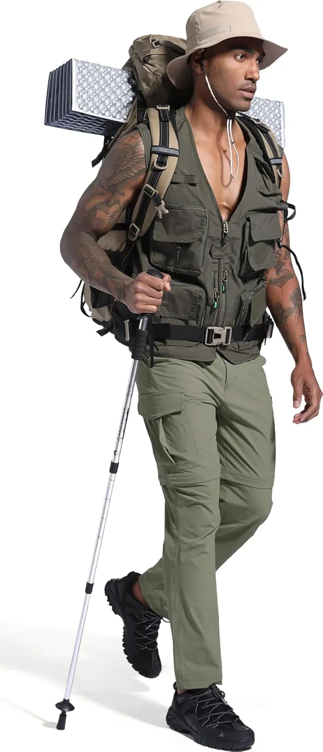 Mens Hiking Convertible Pants Zip Off Quick Dry Lightweight Fishing Safari Travel Camping Outdoor Cargo Pants