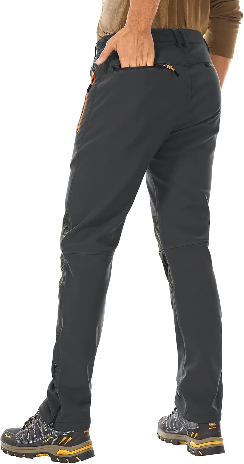 Men's Hiking Tactical Pants Lightweight Snow Ski Outdoor Waterproof Softshell Windproof Winter Fleece Lined Cargo