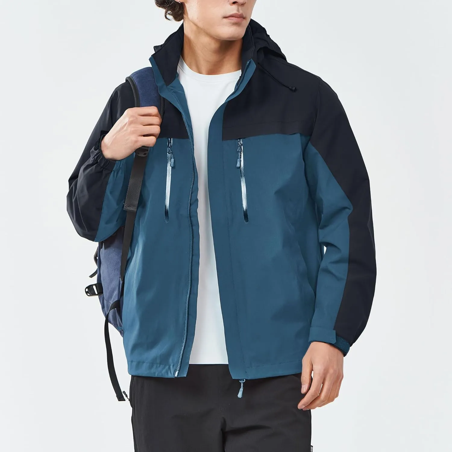 Men's Jacket with Hood Waterproof Windbreaker Lightweight Rainproof Jacket