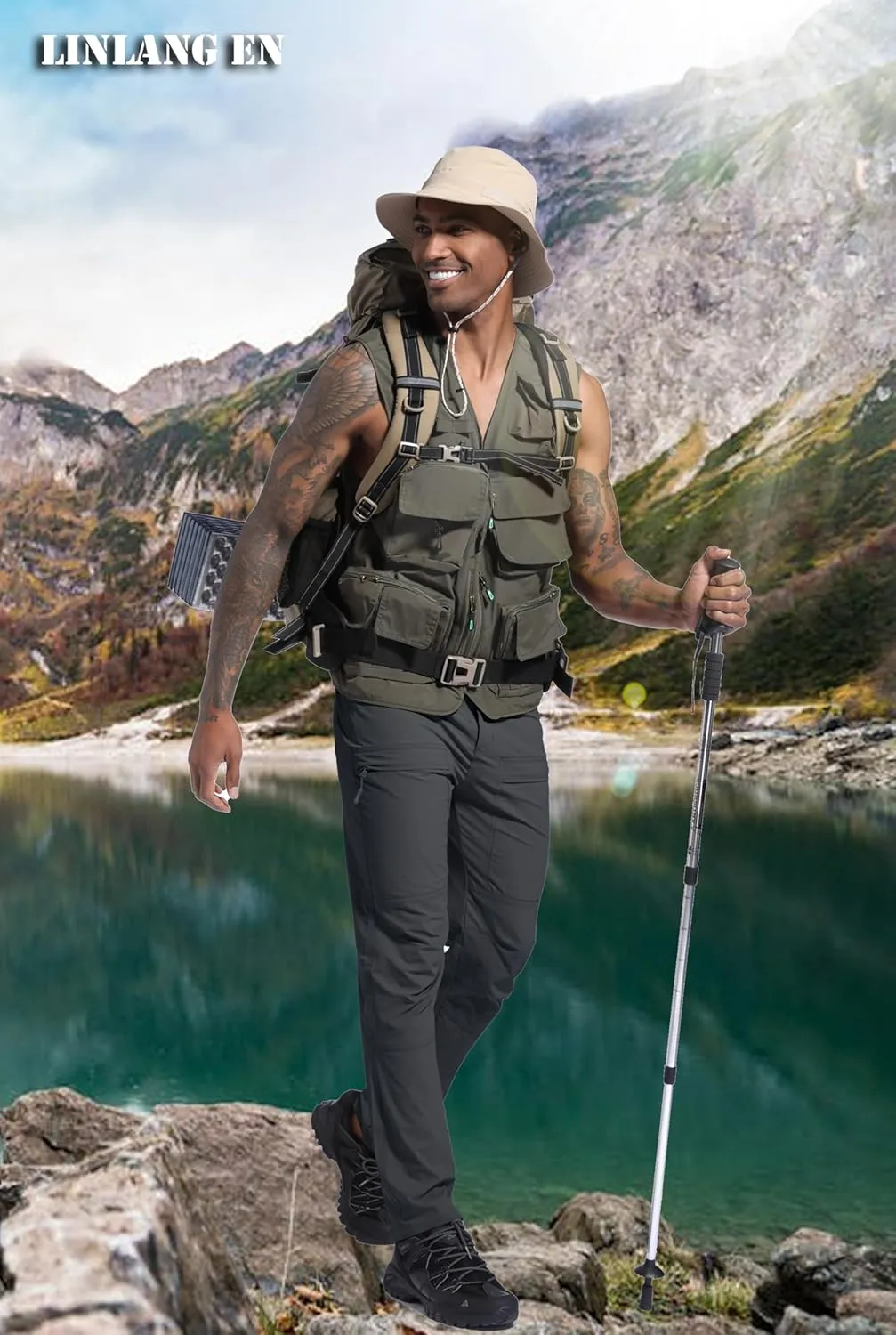 Men's Lightweight Hiking Cargo Pants Waterproof Quick Dry Travel Fishing Climbing Work Outdoor Pants