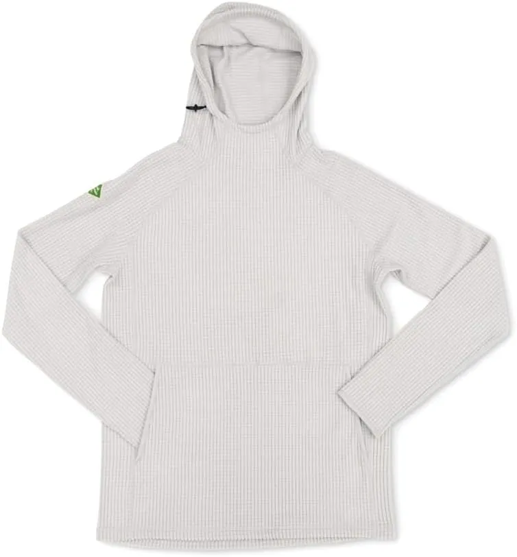 Men's Outdoor Fleece Mid-Layer Grid Hoodie For Hiking Skiing Backpacking