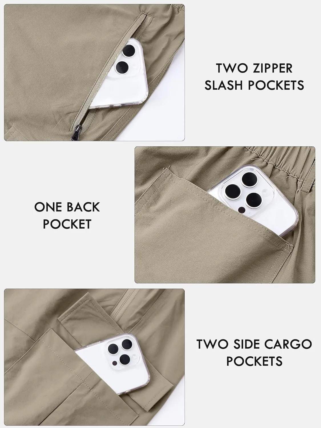Men's Quick Dry Hiking Cargo Shorts Lightweight UPF 50  Outdoor Climbing Work Shorts with Zipper Pockets S-2XL