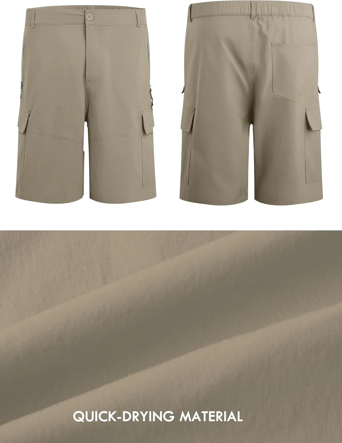 Men's Quick Dry Hiking Cargo Shorts Lightweight UPF 50  Outdoor Climbing Work Shorts with Zipper Pockets S-2XL